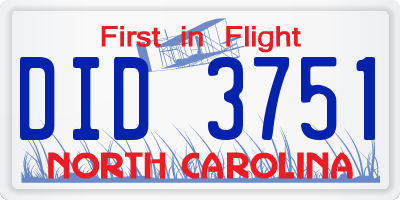 NC license plate DID3751