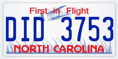 NC license plate DID3753