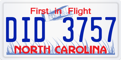 NC license plate DID3757