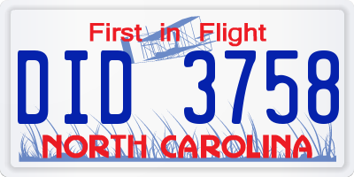 NC license plate DID3758