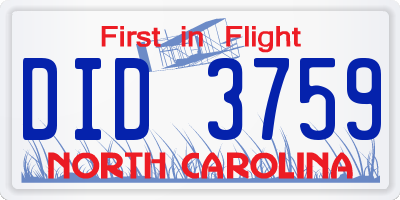 NC license plate DID3759