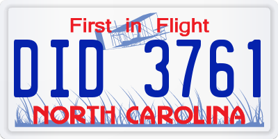 NC license plate DID3761