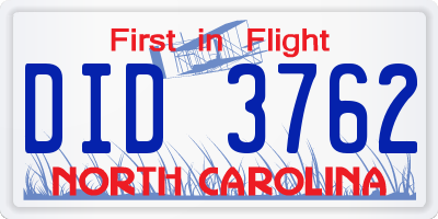 NC license plate DID3762