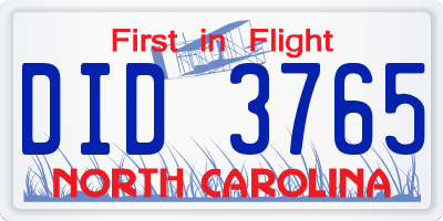 NC license plate DID3765