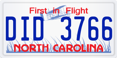 NC license plate DID3766