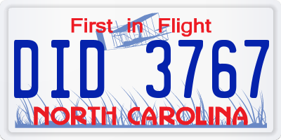 NC license plate DID3767