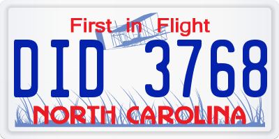 NC license plate DID3768