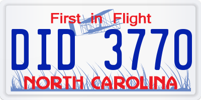 NC license plate DID3770