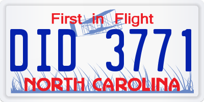 NC license plate DID3771