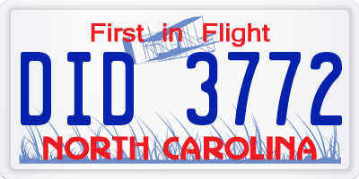 NC license plate DID3772