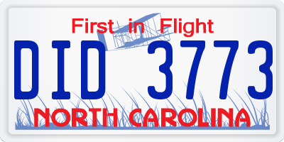 NC license plate DID3773