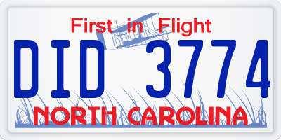 NC license plate DID3774