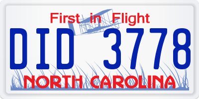 NC license plate DID3778