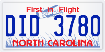 NC license plate DID3780