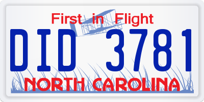 NC license plate DID3781