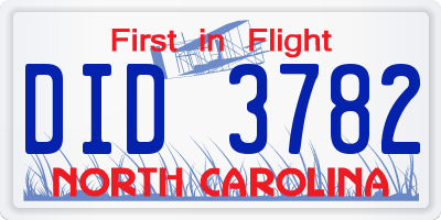 NC license plate DID3782