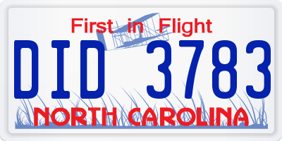NC license plate DID3783
