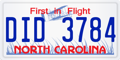 NC license plate DID3784