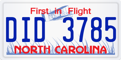 NC license plate DID3785