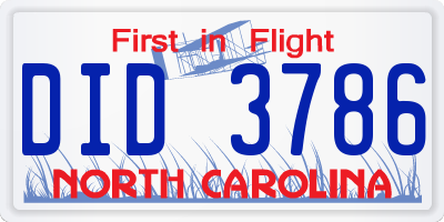 NC license plate DID3786