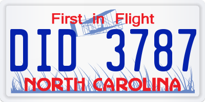 NC license plate DID3787