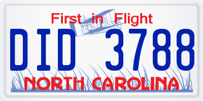 NC license plate DID3788