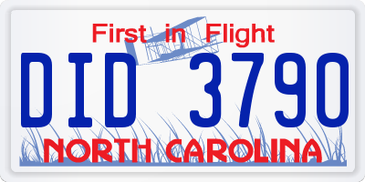 NC license plate DID3790