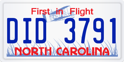 NC license plate DID3791