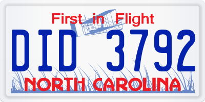 NC license plate DID3792