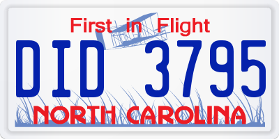 NC license plate DID3795