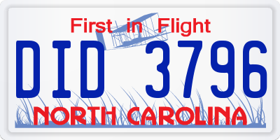 NC license plate DID3796
