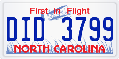 NC license plate DID3799