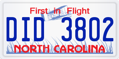 NC license plate DID3802