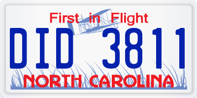 NC license plate DID3811