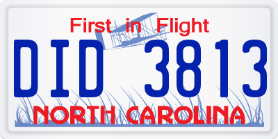 NC license plate DID3813