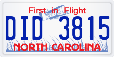 NC license plate DID3815