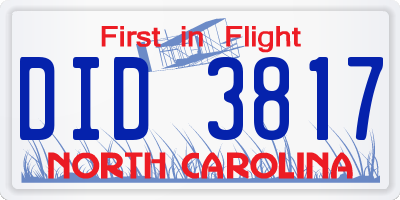 NC license plate DID3817