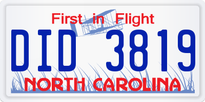 NC license plate DID3819