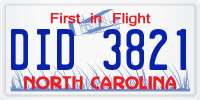 NC license plate DID3821
