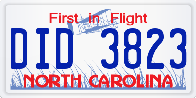 NC license plate DID3823