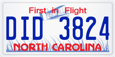 NC license plate DID3824