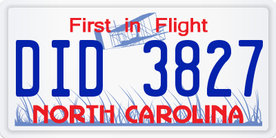 NC license plate DID3827