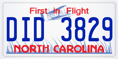 NC license plate DID3829