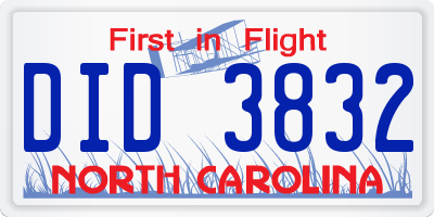 NC license plate DID3832