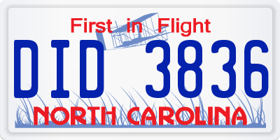 NC license plate DID3836