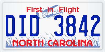 NC license plate DID3842