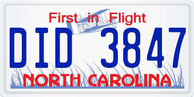 NC license plate DID3847