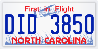 NC license plate DID3850