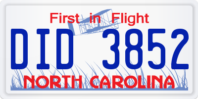 NC license plate DID3852
