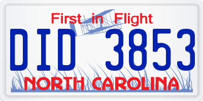 NC license plate DID3853